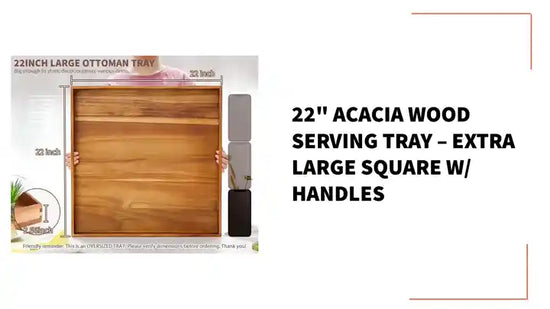22&quot; Acacia Wood Serving Tray &ndash; Extra Large Square w/ Handles by@Outfy