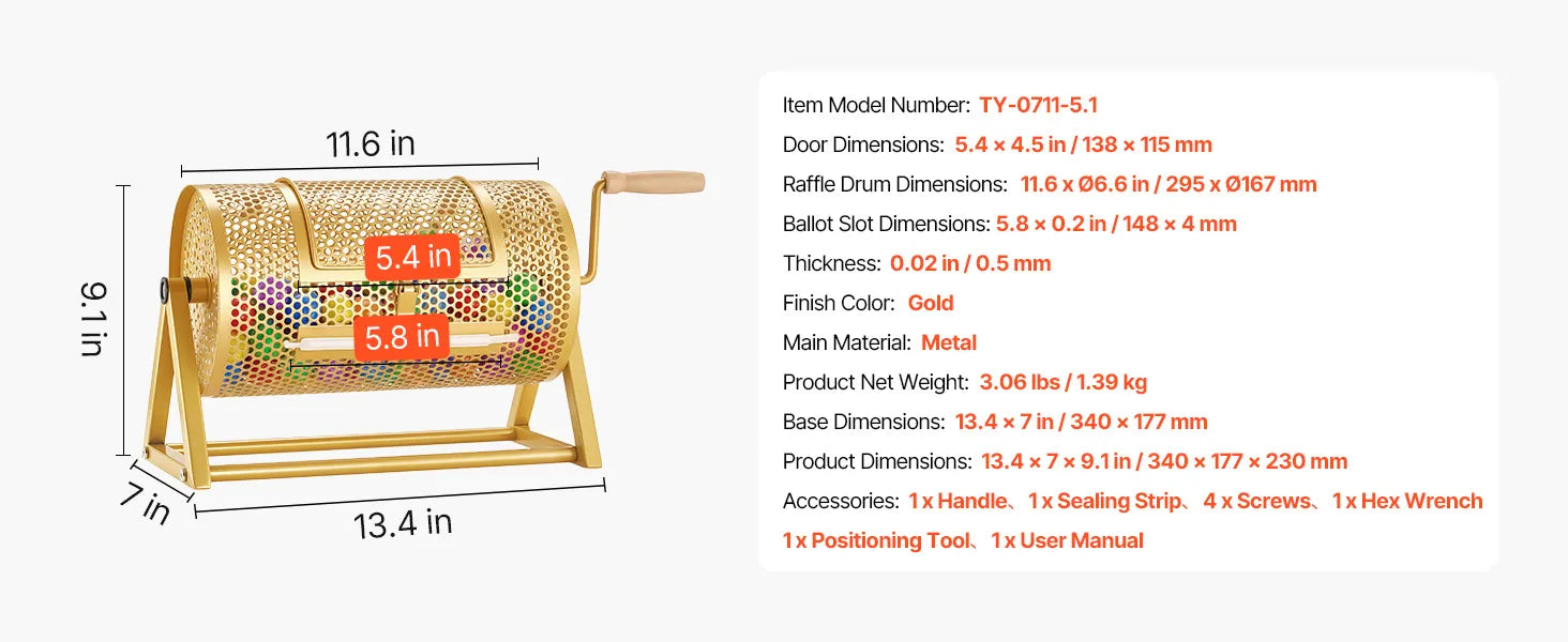 Raffle Ticket Spinner 295 x 167 mm Holds 2500 Tickets or 100 Ping Pong Balls