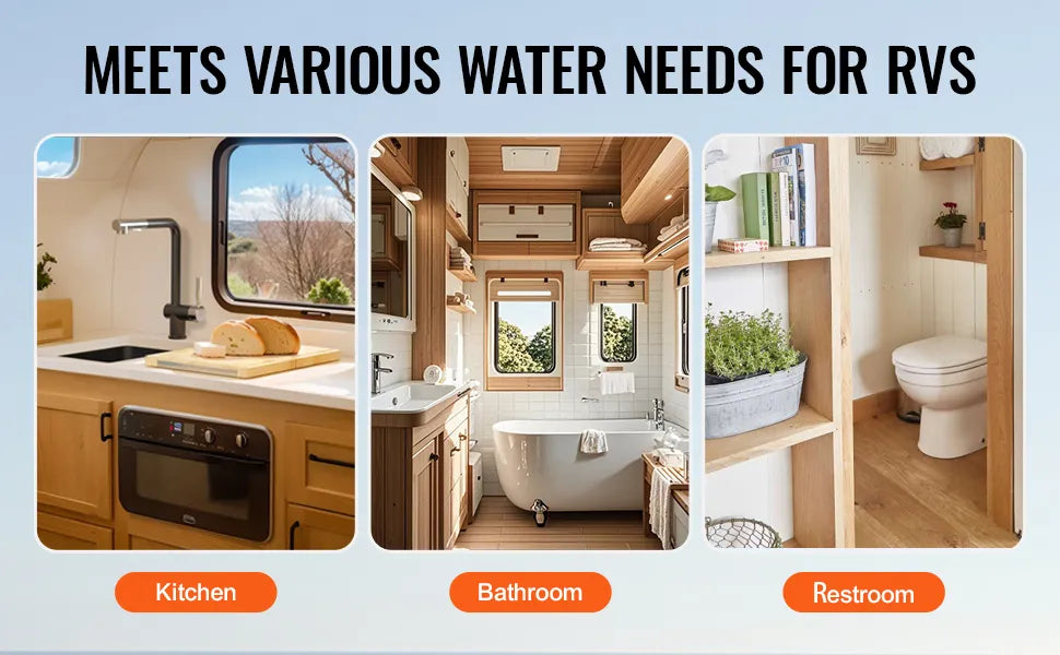 RV Tankless Water Heater 55000BTU Instant Shower with 15x15in White Door and Remote Controller