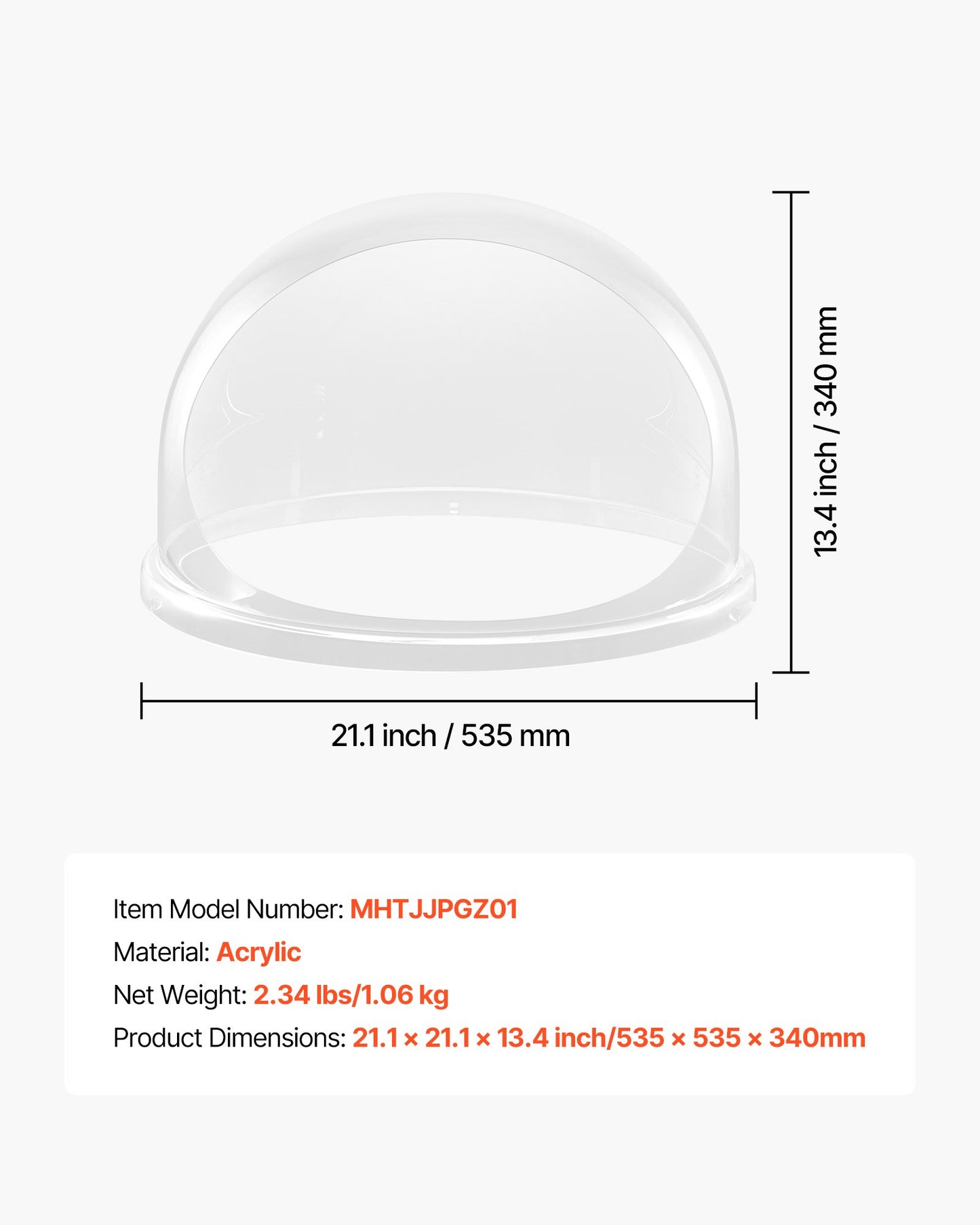 Transparent Acrylic Dome Bubble Shield For 20.5in Cotton Candy Machine Bowl