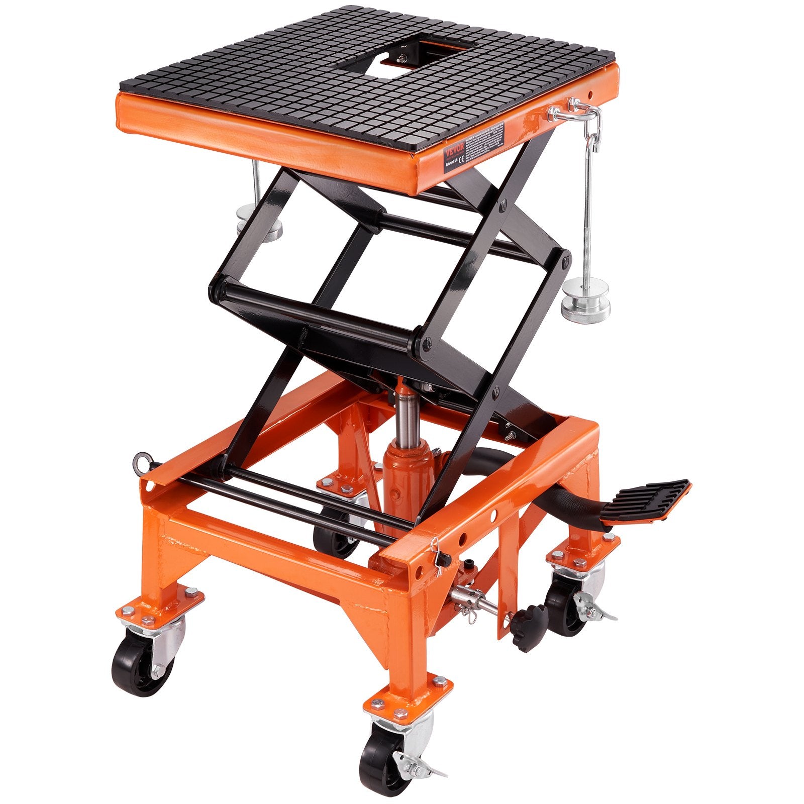 Hydraulic Motorcycle Lift Table 350 LBS Capacity Scissor Jack with Wide Deck