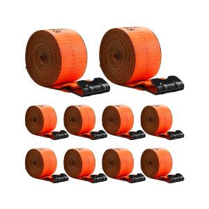 Winch Straps 4 in x 30 ft with Flat Hook 10 Pack Heavy Duty Trailer Tie-Down 18000 lbs Break Strength
