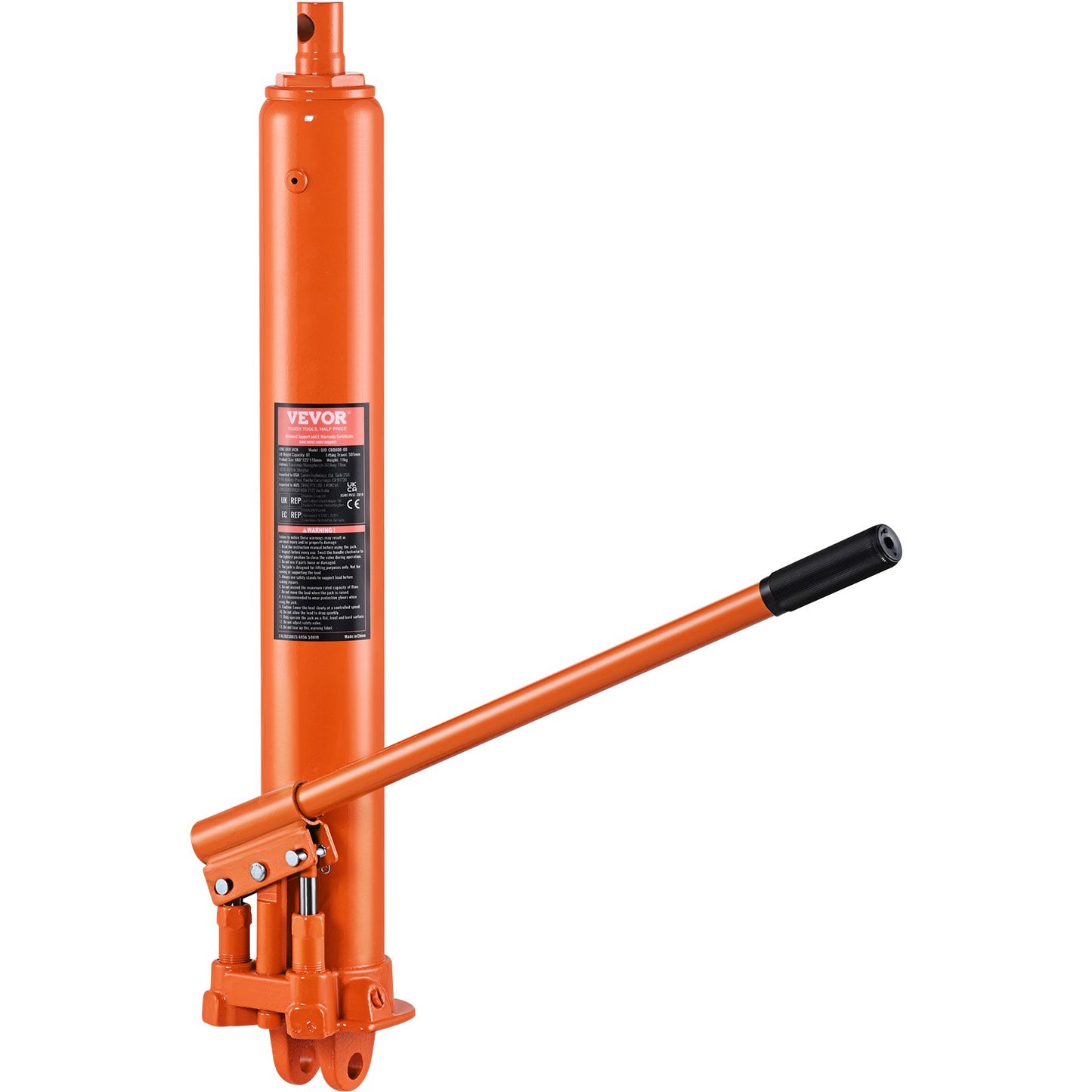 Hydraulic Long Ram Jack 8 Ton Engine Hoist Cylinder Double Piston Pump Clevis Base