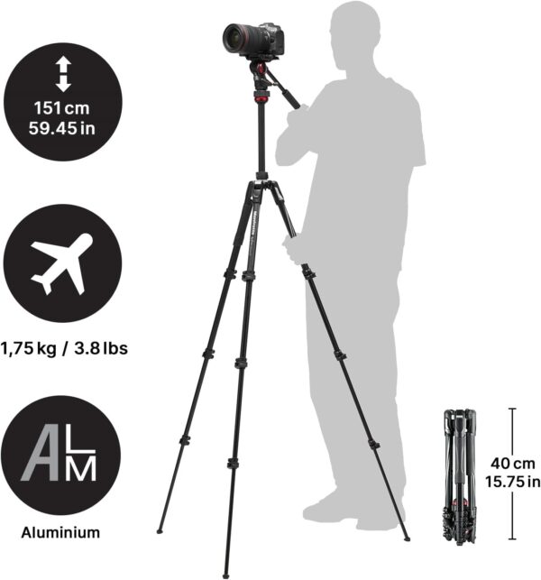 Manfrotto Befree Live Travel Video Tripod – Aluminum with Fluid Head