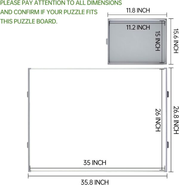 1500-Piece Puzzle Table with Drawers & Felt Mat – 35x26” Portable Jigsaw Board (Gray) - Image 3