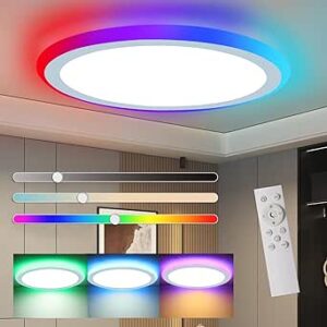50W WiFi Smart Ceiling Light with Remote Control & App– Dimmable Modern Flush Mount Fixture (120V)