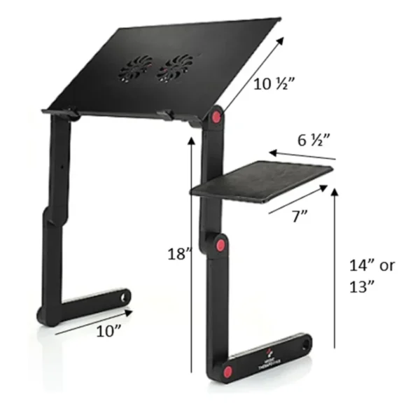 Medic Therapeutics Adjustable Laptop Desk with Cooling Fan & Mouse Pad - Image 3