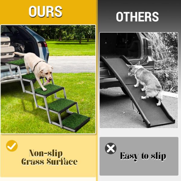 Portable Folding Dog Stairs – 5-Step Non-Slip Ramp with Grass Rug for Animals (Supports up to 200 lbs) - Image 7