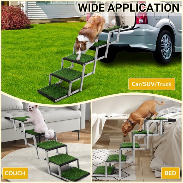 Portable Folding Dog Stairs – 5-Step Non-Slip Ramp with Grass Rug for Animals (Supports up to 200 lbs) - Image 5
