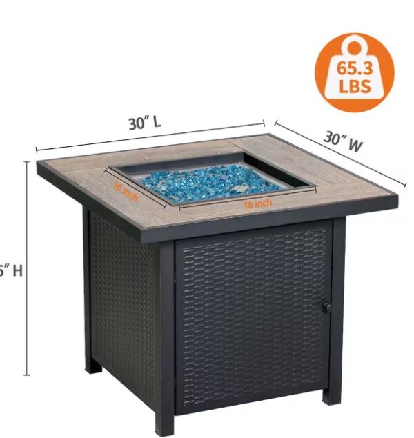 30″ Gas Fire Pit Table w/ Lid & Cover – New in Box - Image 4