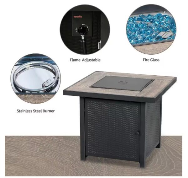 30″ Gas Fire Pit Table w/ Lid & Cover – New in Box - Image 3