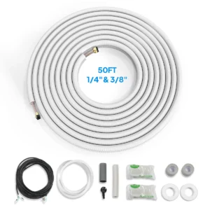 Mini Split AC Installation Kit – 1/4" & 3/8" Copper Line Set (49.2ft) with Full Accessory Kit