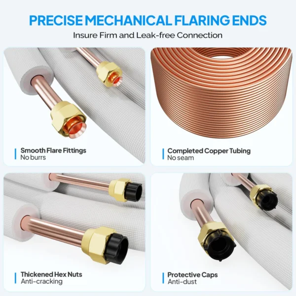 Mini Split AC Installation Kit – 1/4" & 3/8" Copper Line Set (49.2ft) with Full Accessory Kit - Image 2