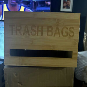 Bamboo 13-Gallon Trash Bag Dispenser – Decorative Organizer with Hinged Lid