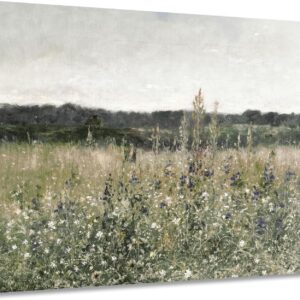 Vintage Wildflower Landscape Canvas Wall Art – 20x16in